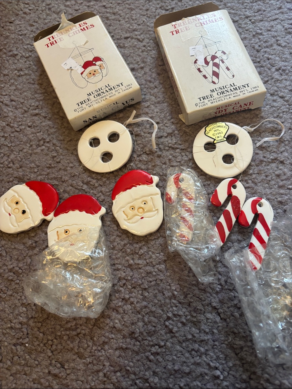 Lot of 2 vintage New Treenkles Tree Chimes ornaments The Beachcombers 1983